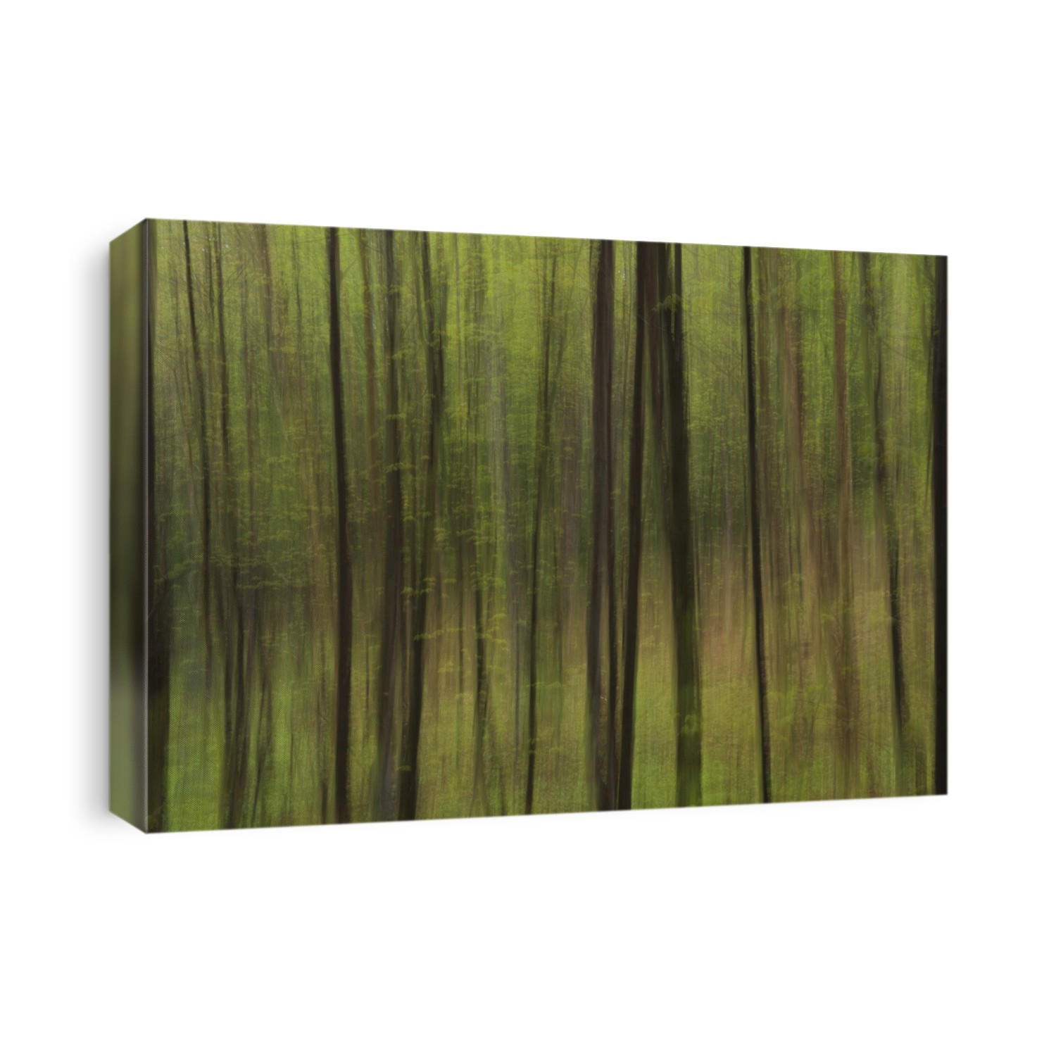 Abstract Of A Forest With Green Tree Trunks; Ontario, Canada