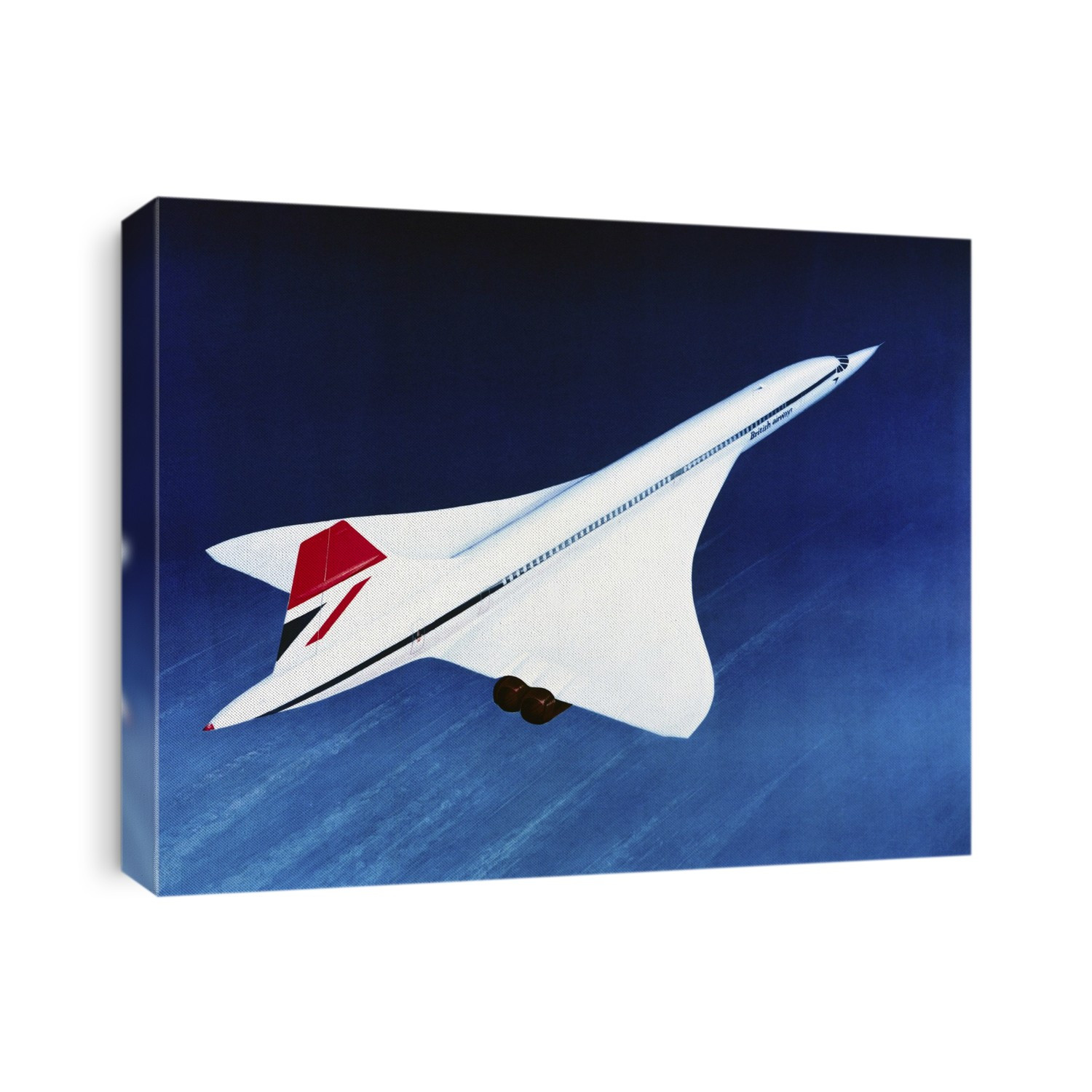 1970s Concorde in flight, illustration. Concorde was a supersonic passenger jet airliner developed jointly by the UK and France. Powered by turbojet engines, its top speed was over twice the speed of sound. Its first commercial flight was in January 1976, and it was retired from service in 2003. A total of 20 Concordes were built, with airliner services operated by British Airways and Air France. The livery on the side of this aircraft is that of British Airways. This artwork dates from 29 June 1976.