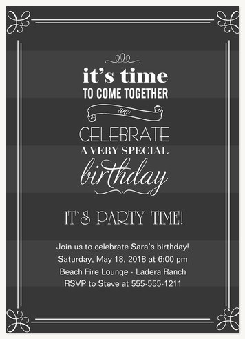 Adult Birthday Party Invitations, Party Bands Design