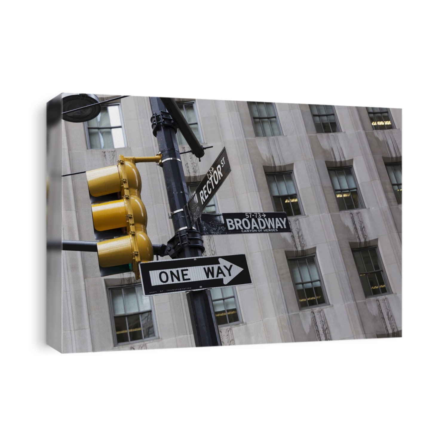 Street Sign And Traffic Light On Broadway; New York City, New York, United States Of America