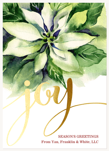 Business Holiday Cards, White Poinsettias Design