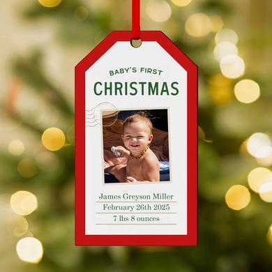 Baby's First Christmas Photo Gift Tag Ornament