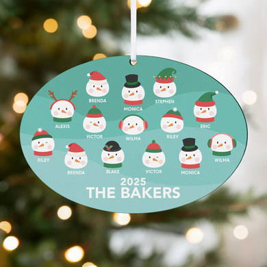 Fun and Festive Snowman Family Oval Ornament