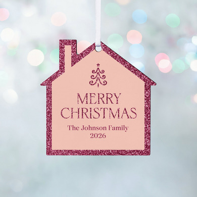 Merry Christmas Shimmer House Ornament