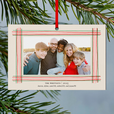 Ribbon Border Photo Rectangle Ornament