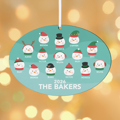 Fun and Festive Snowman Family Oval Ornament