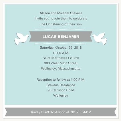 Baptisms & Christening Invitations, Dove Flight Design