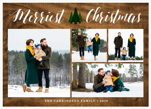 Personalized Holiday Cards, Mod Evergreen Design