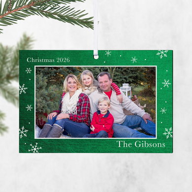 Snowflake Border Photo Rectangle Ornament