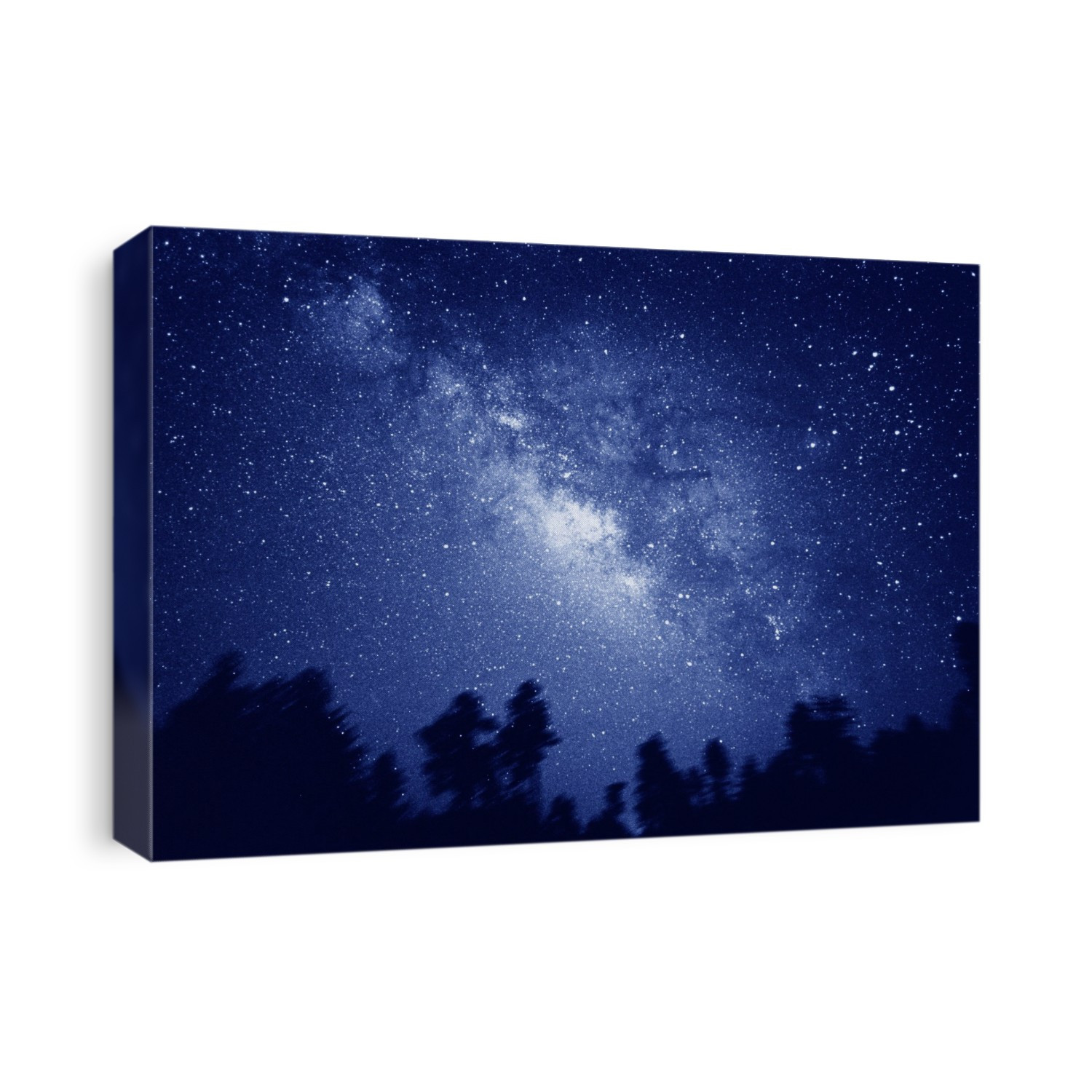 Photograph of the summer Milky Way taken from Mount Graham, Arizona. The photo is taken looking towards the centre of the Galaxy, 30,000 light years away. A number of bright star clusters can be seen as well as some dark, obscuring lanes of gas and dust. The constellation of Scorpius can be seen on the right of the image, while Sagittarius is just below and left of the brightest part of the Milky Way. (The original black-and-white photo has been given an artificial blue tint). Taken 24/Jun/82 with 24-mm, f/2.8 Nikkor lens, 5- min exposure on Tri-X film.