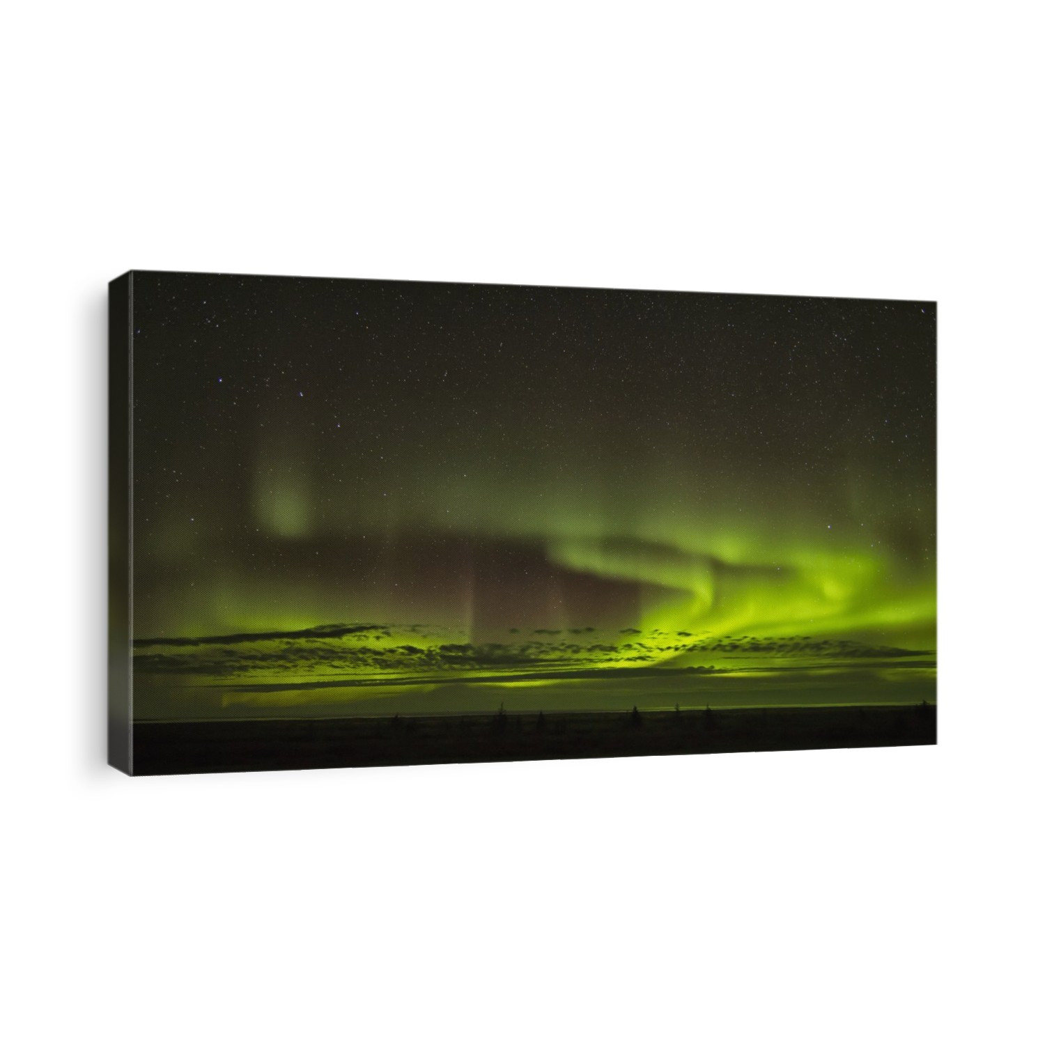 The Aurora Borealis And A Shooting Star Above Hudson Bay; Manitoba, Canada