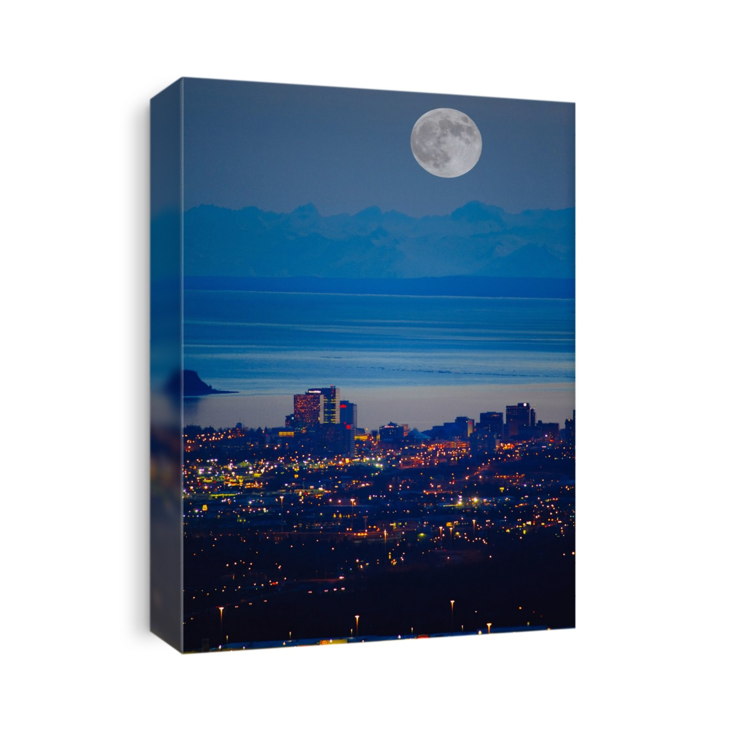 Anchorage Skyline At Sunset With The Cook Inlet In The Background, Southcentral Alaska, Spring