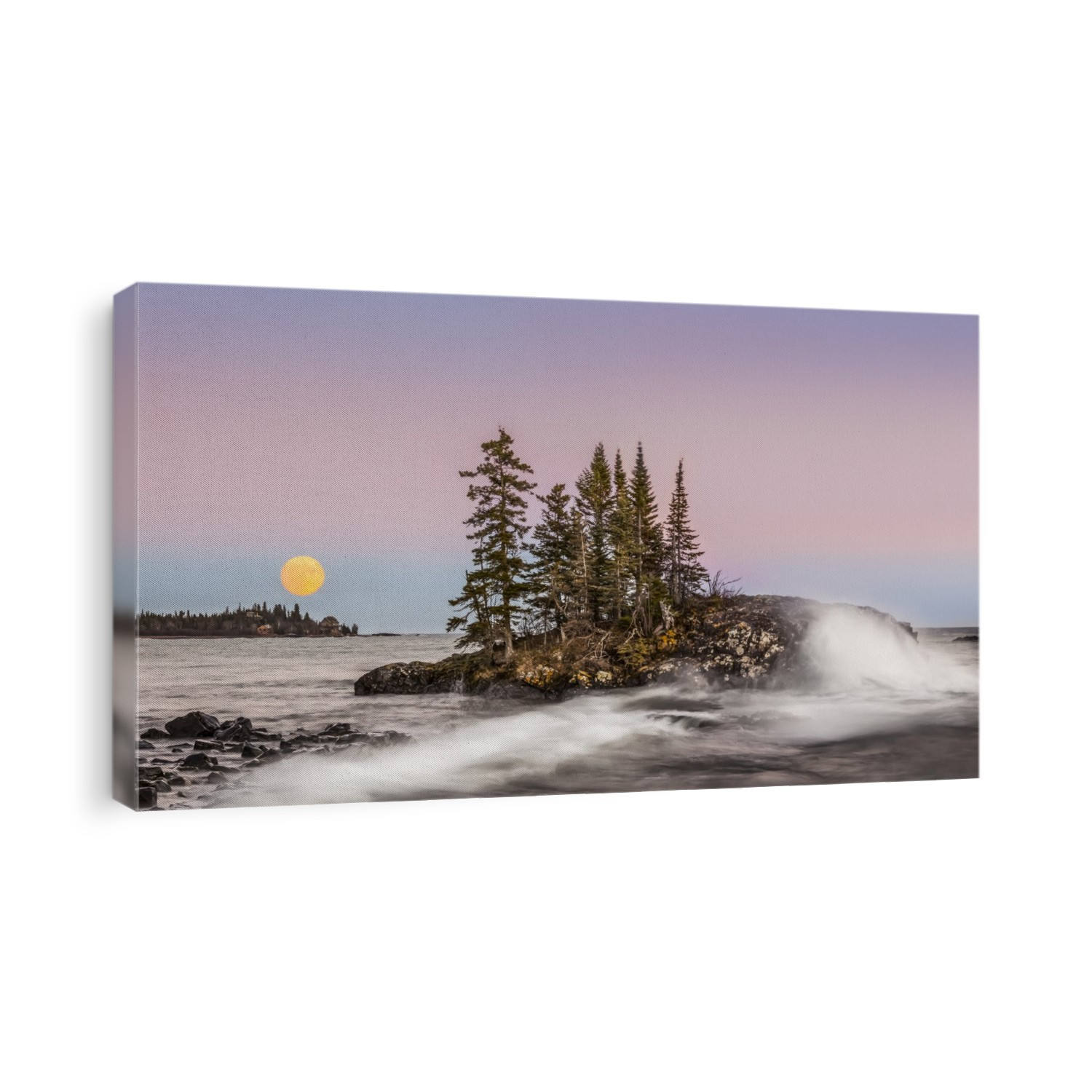 Island in Lake Superior at sunrise; Grand Marais, Minnesota, United States of America