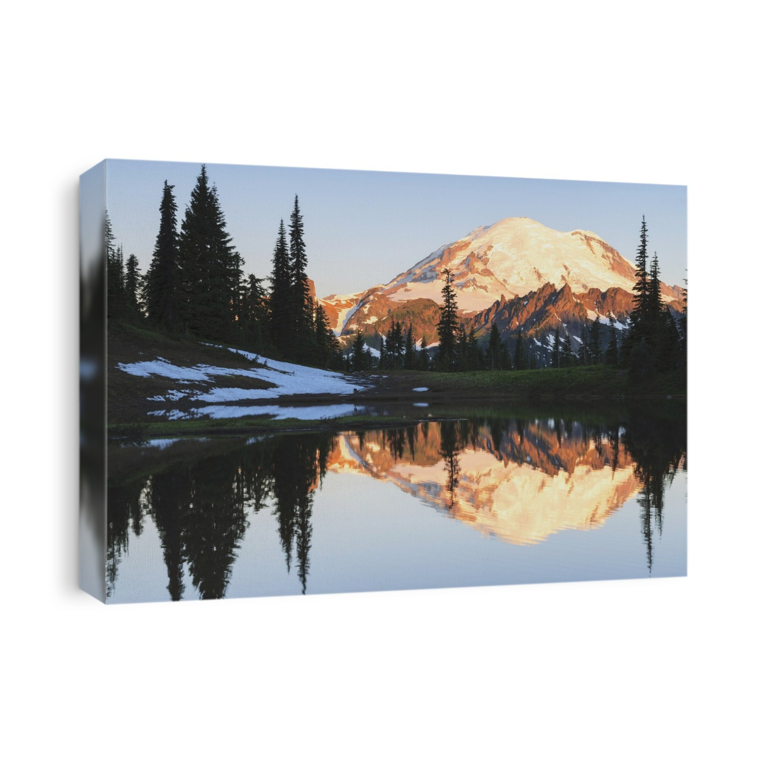 Sunrise over a small reflecting pond near tipsoo lake mount rainer national park near seattle; Washington united states of america