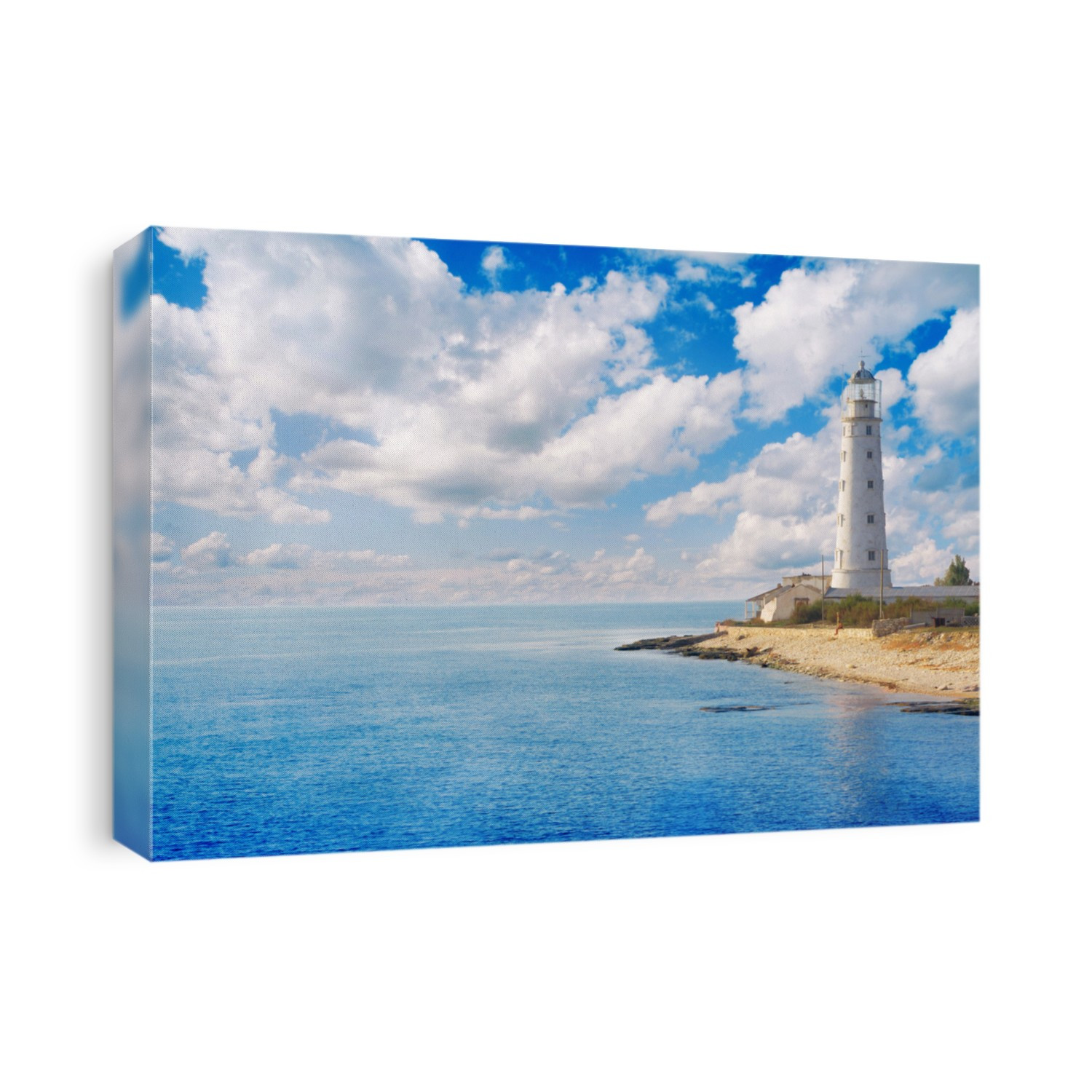 Old lighthouse on sea coast
