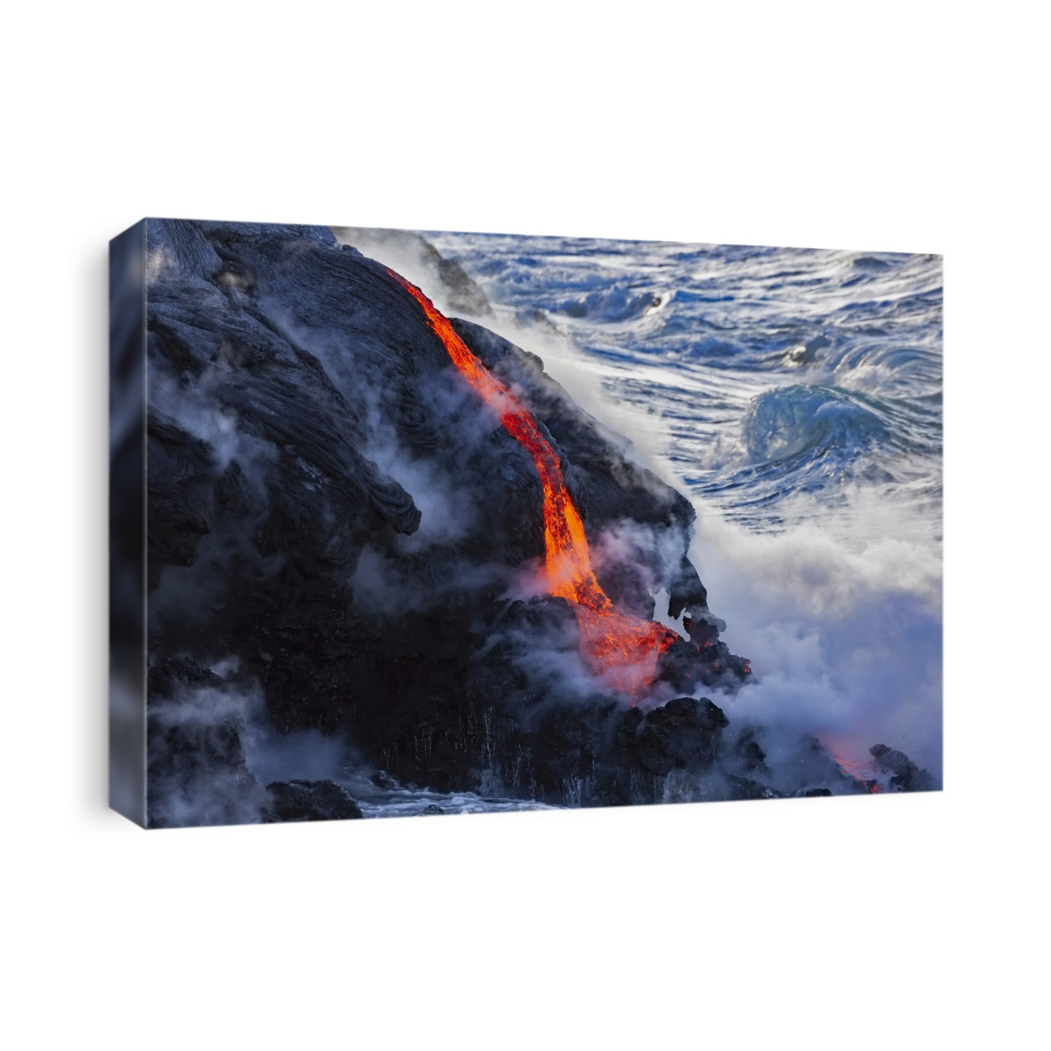 The Pahoehoe Lava Flowing From Kilauea Has Reached The Pacific Ocean Near Kalapana; Island Of Hawaii, Hawaii, United States Of America