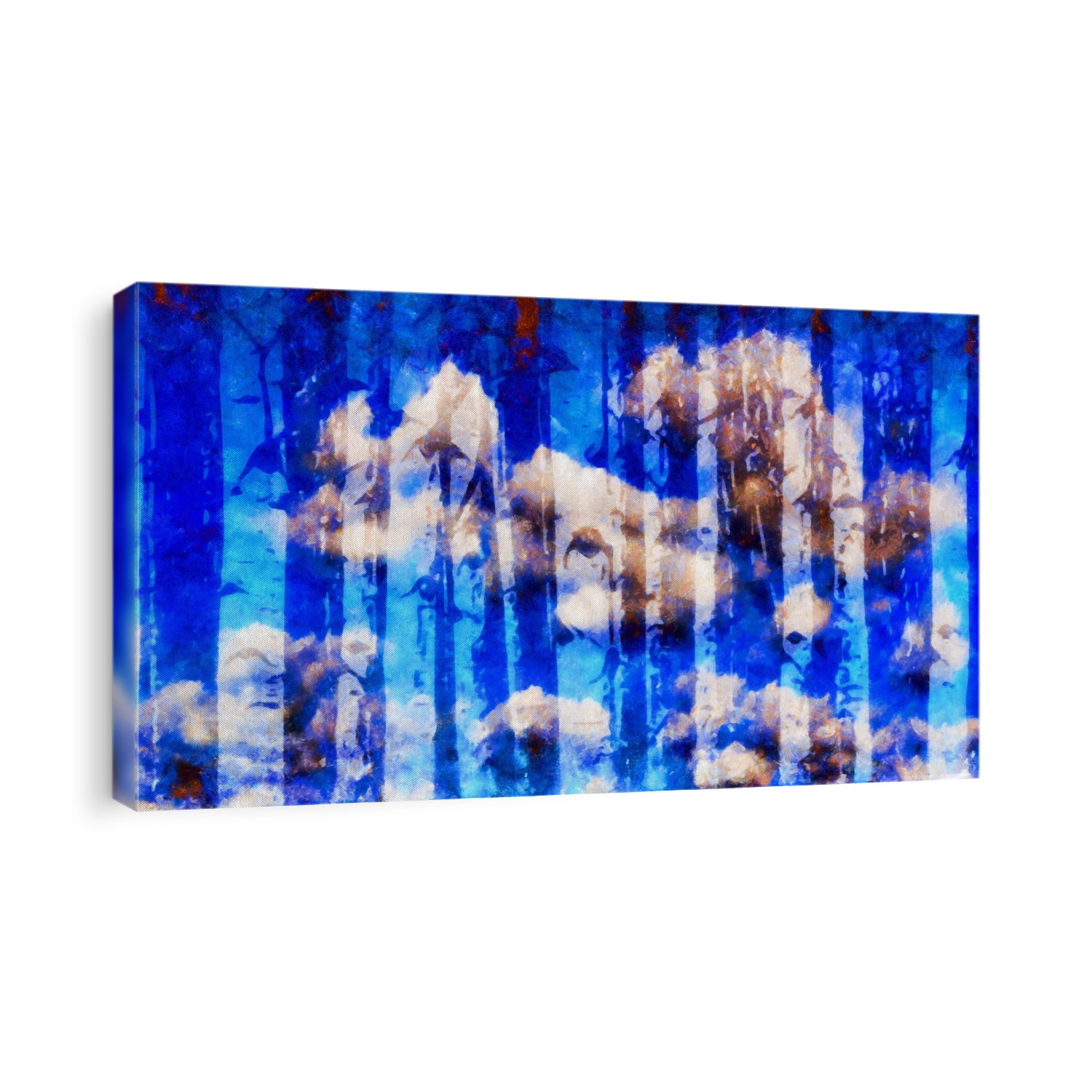 Birch trees with blue hues, digital painting