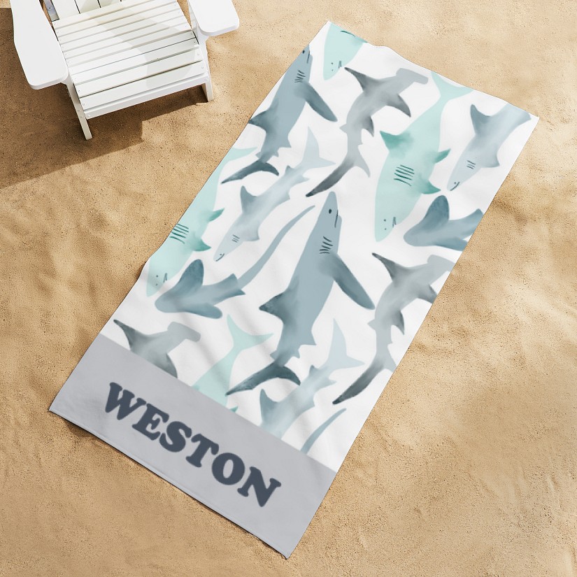 Shark Print Beach Towel