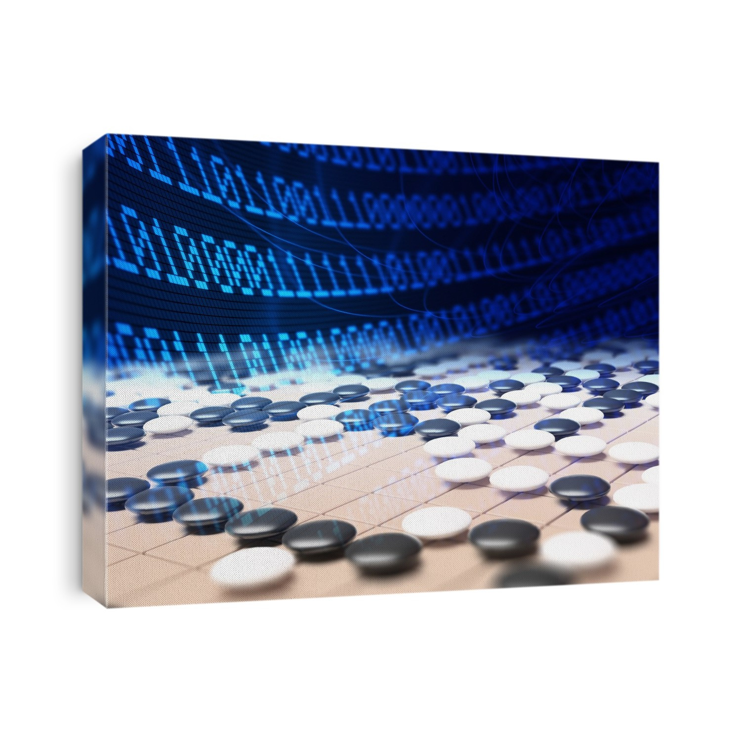 Game of go and binary code, illustration.