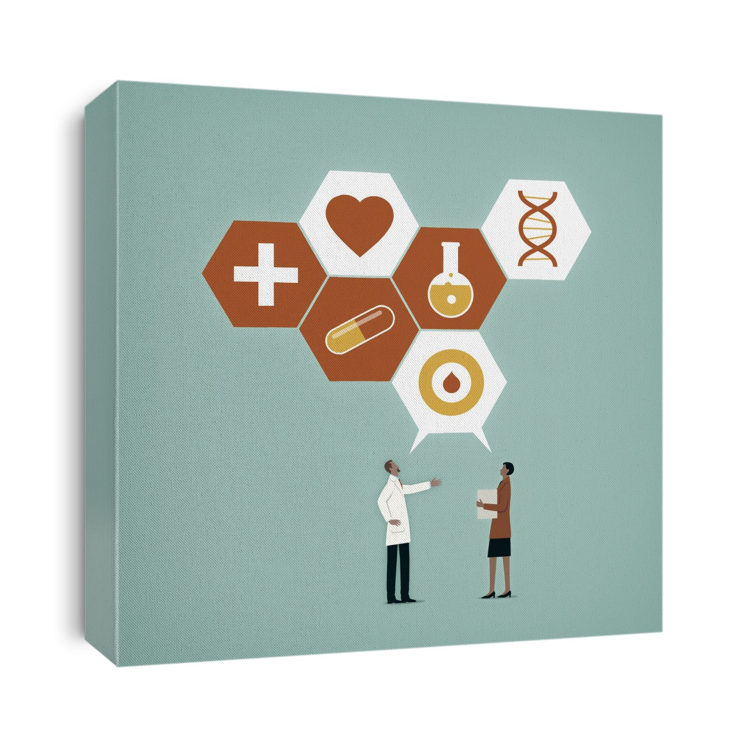 Communication in healthcare provision, conceptual image. Computer illustration representing the importance of communication in the provision of a strong healthcare system.