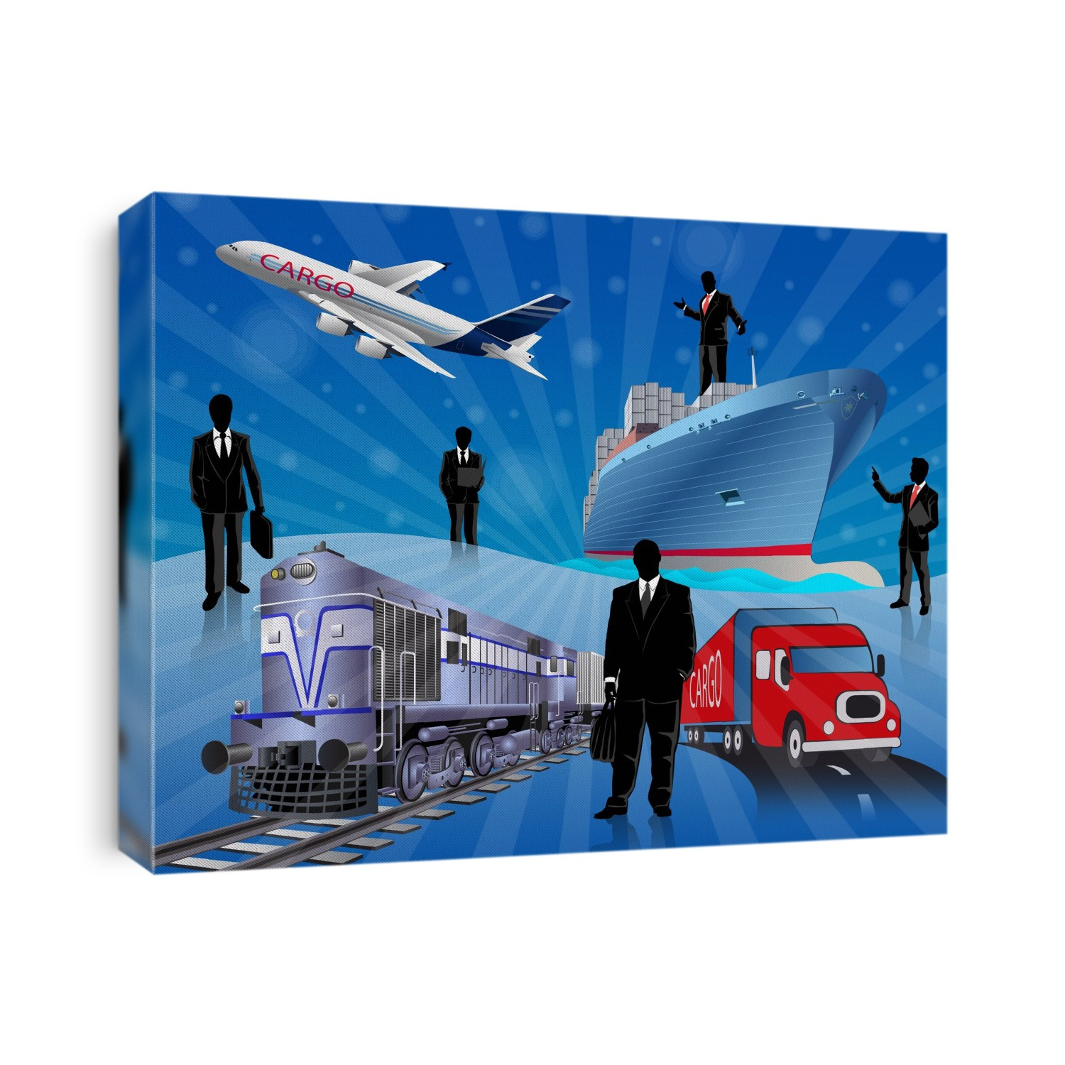 Modes of freight transportation, India, illustration.