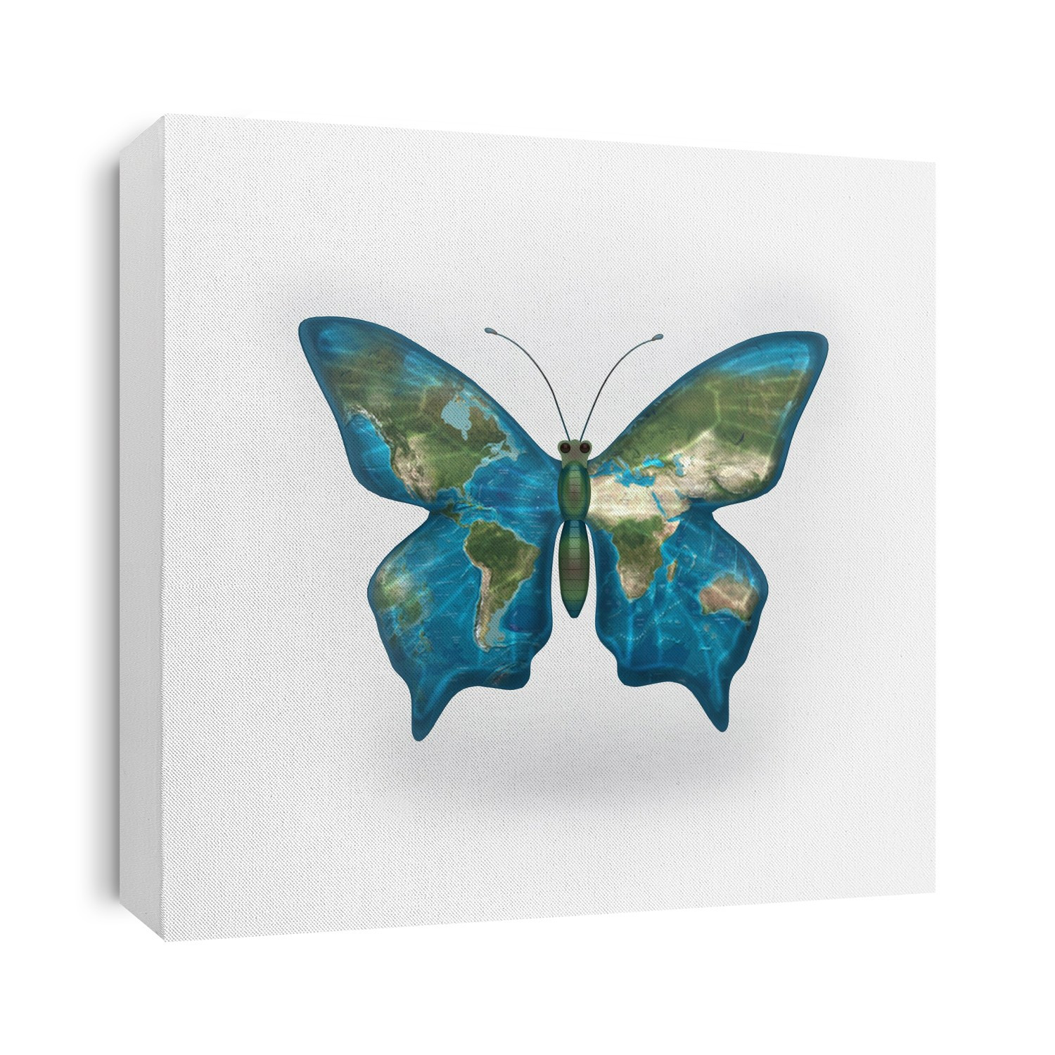 Butterfly with world map on its wings, illustration.