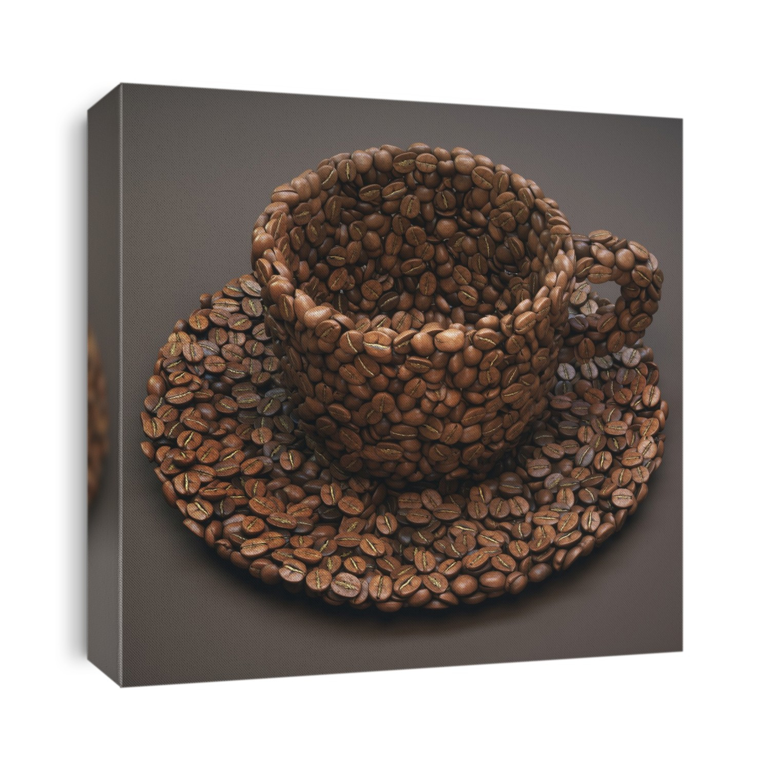 Coffee beans in shape of coffee cup.