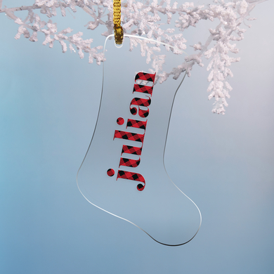 Simply Plaid Name Stocking Ornament