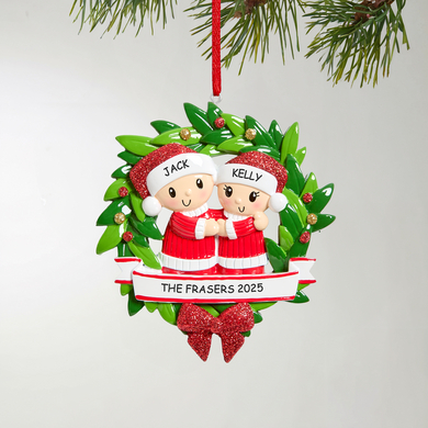 Holiday Wreath Couples Bauble