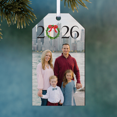 Year Wreath Photo Gift Tag Ornament