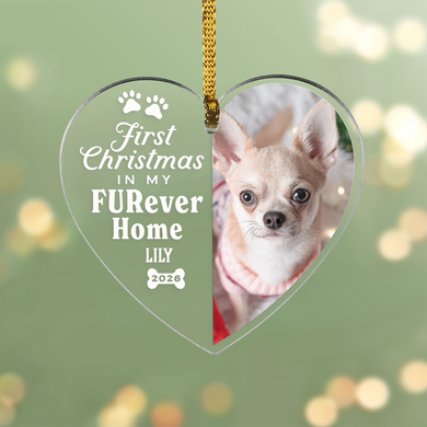 First Christmas Furever Home Photo Heart Ornament