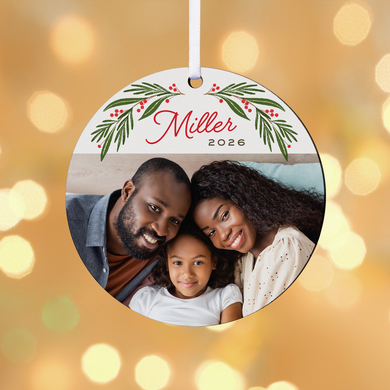 Holiday Greatest Gift Photo Round Ornament