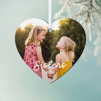 Sisters Photo Heart Ornament