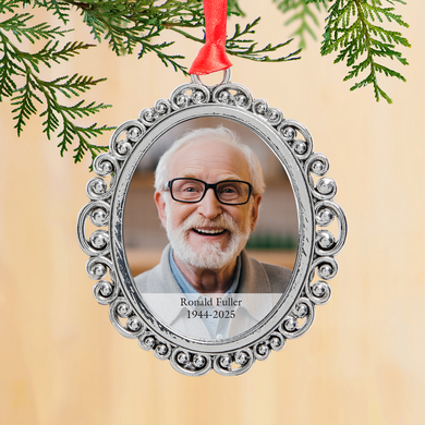 Picture-Perfect Photo Ornate Oval Memorial Ornament