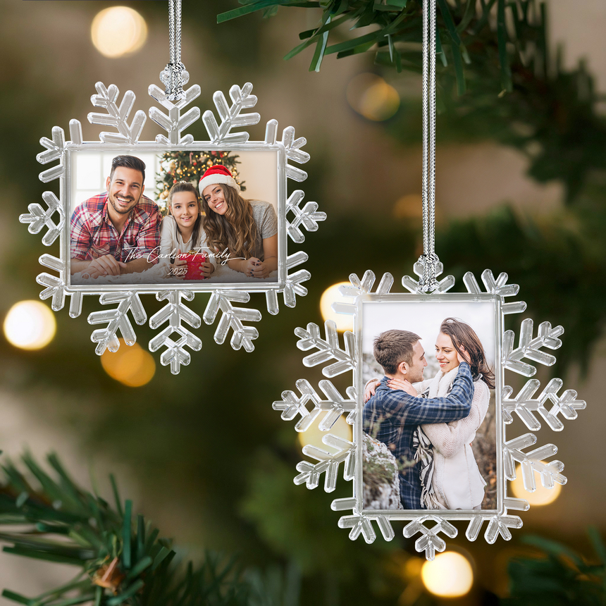 Custom Photo Double Sided Snowflake Ornament