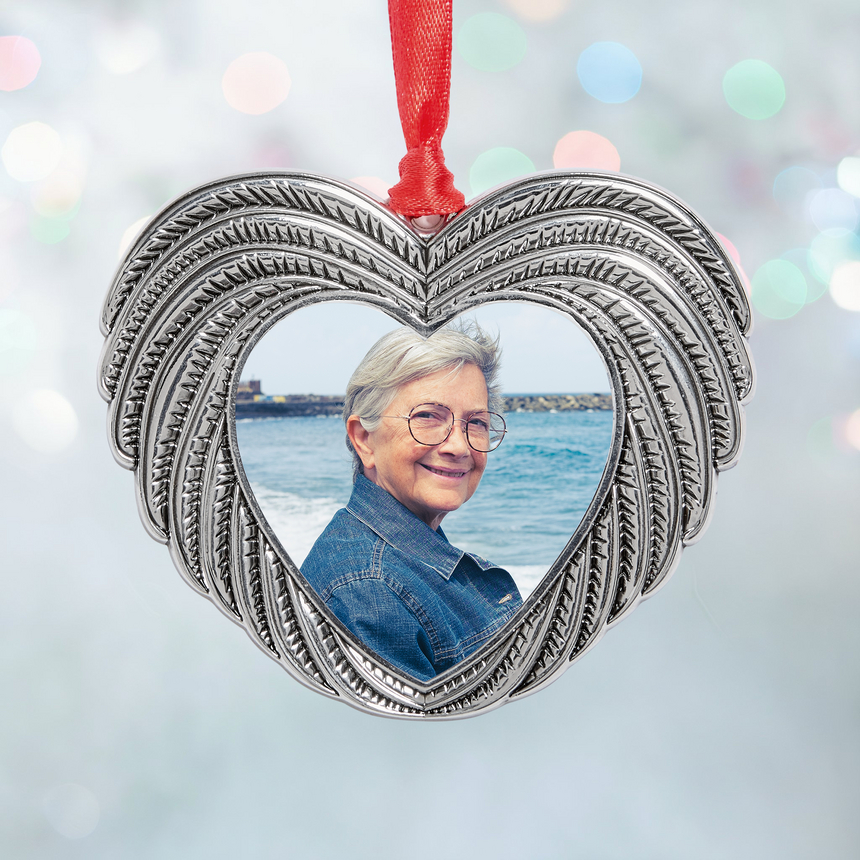 Custom Photo Ornate Heart Memorial Ornament