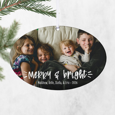 Merry & Bright Photo Oval Ornament