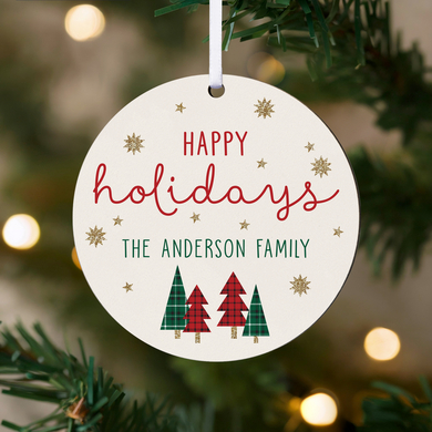 Plaid Forest Round Ornament