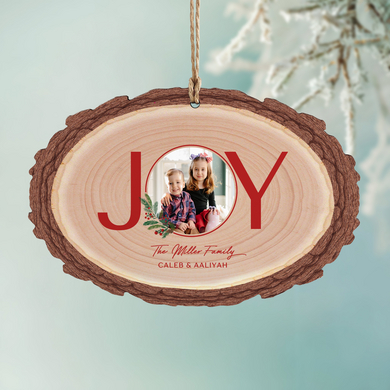 Joy Photo Rustic Oval Ornament