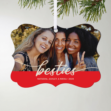 Besties Photo Scroll Ornament