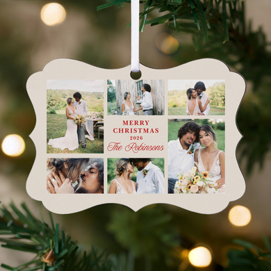 Christmas Memories Photo Collage Scroll Ornament