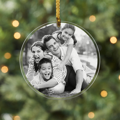 Laser Etched Photo Round Ornament