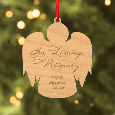 In Loving Memory Angel Laser Cut Wood Ornament