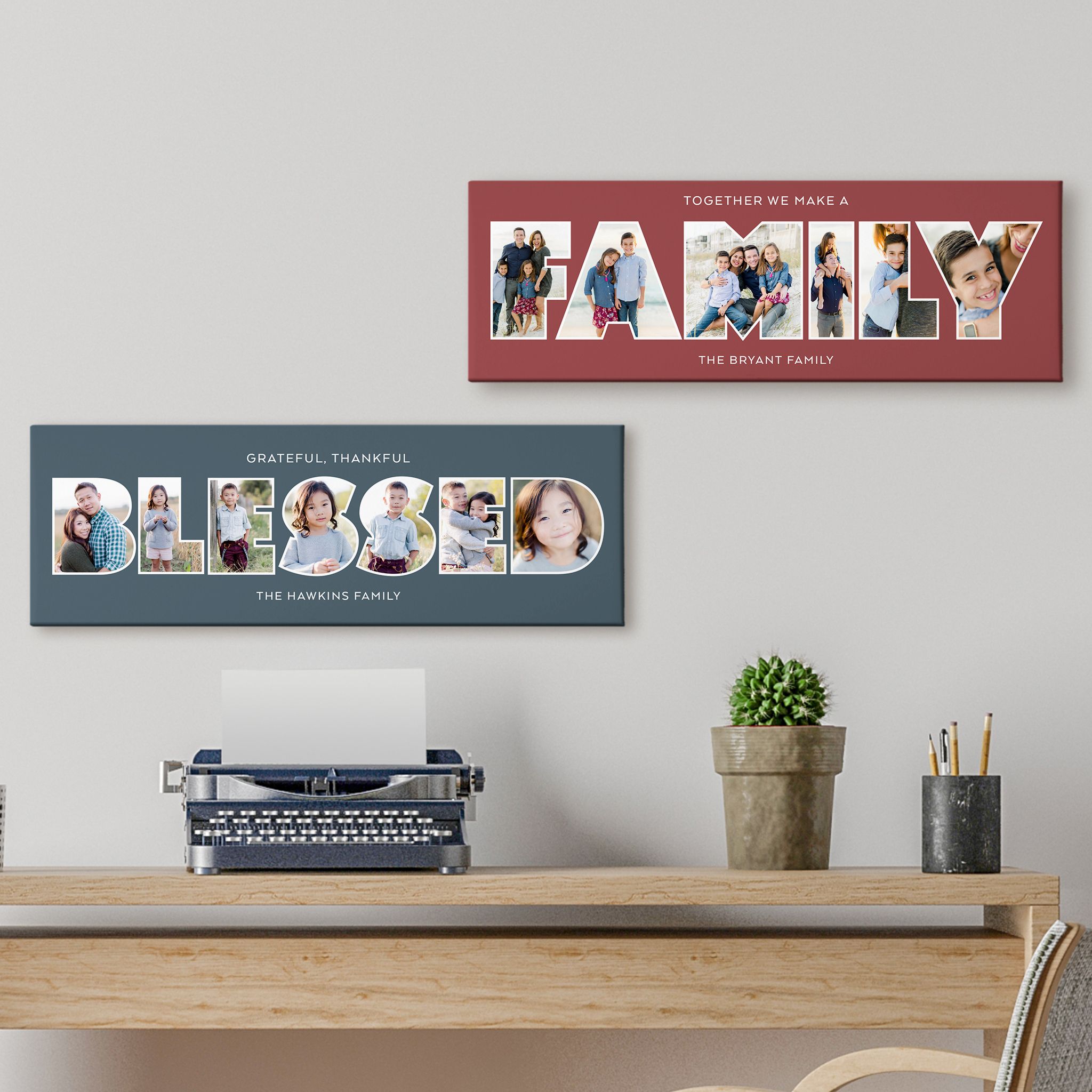 Family/Blessed Typography Photo Canvas
