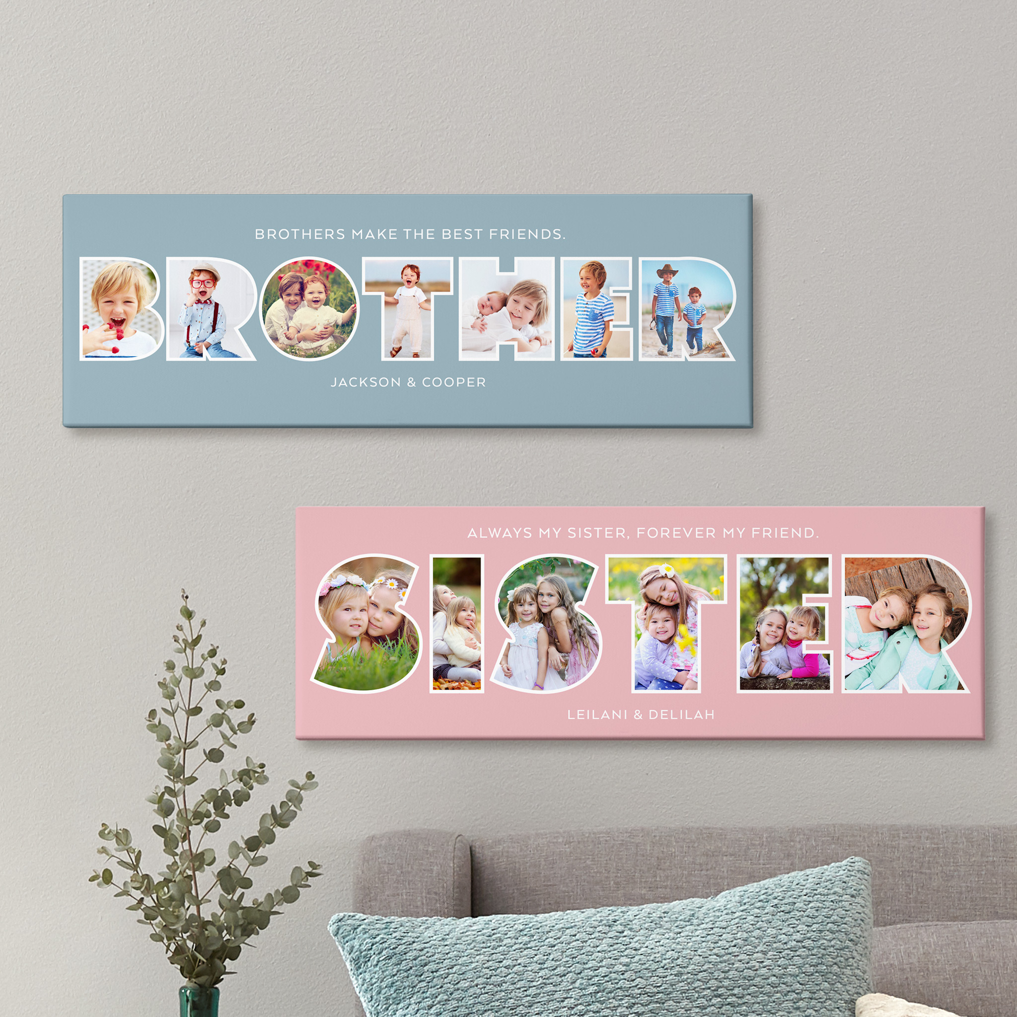 Brother/Sister Typography Photo Canvas