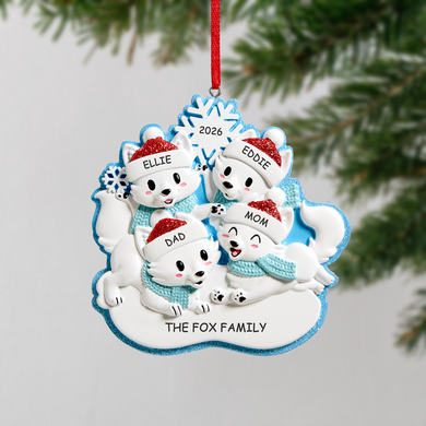 Winter Fox Family Ornament