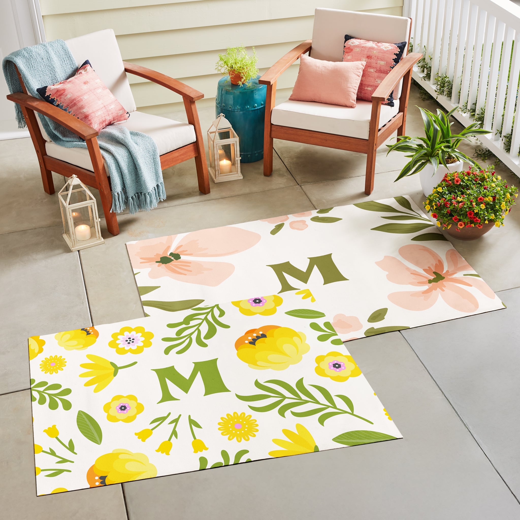 Colorful Floral Blooms Oversized Mat