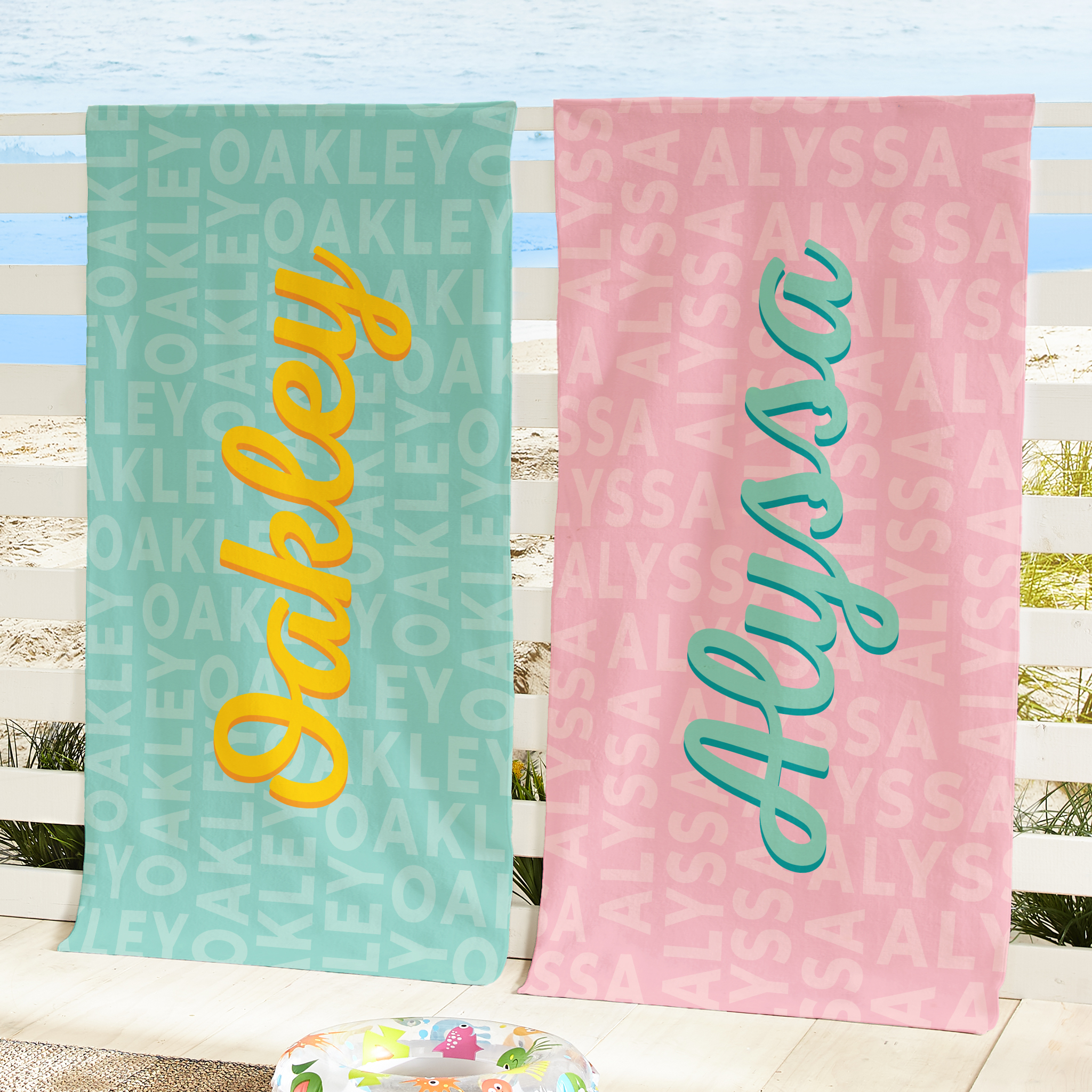 Retro Script Name Beach Towel