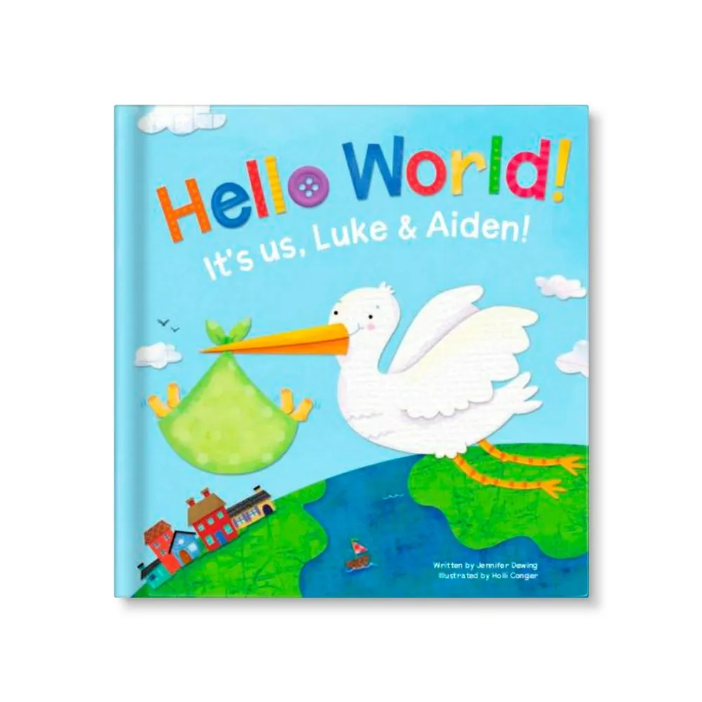 Hello World! Personalized Board Book for Twins