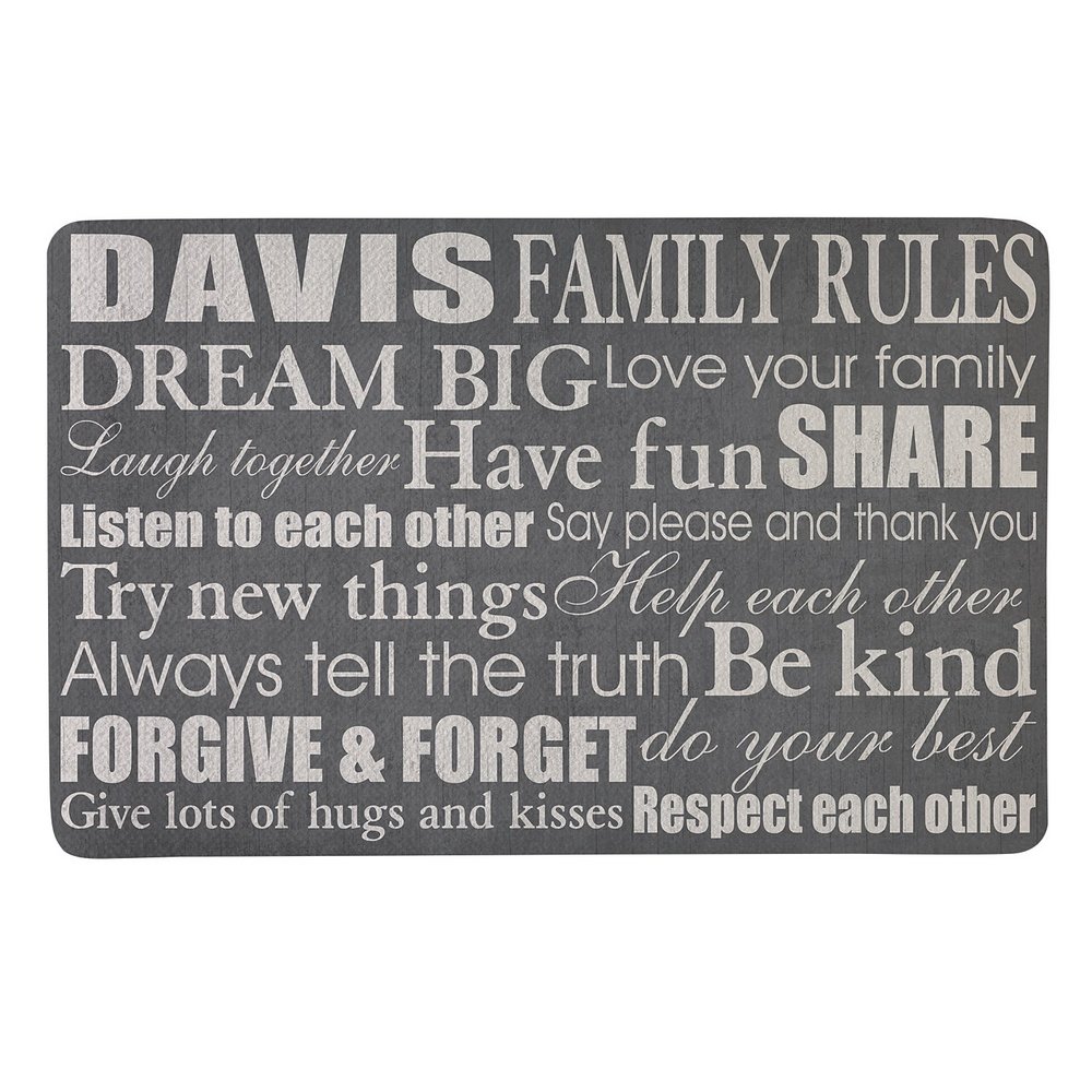 Family Rules Doormat-17x27 - Gray